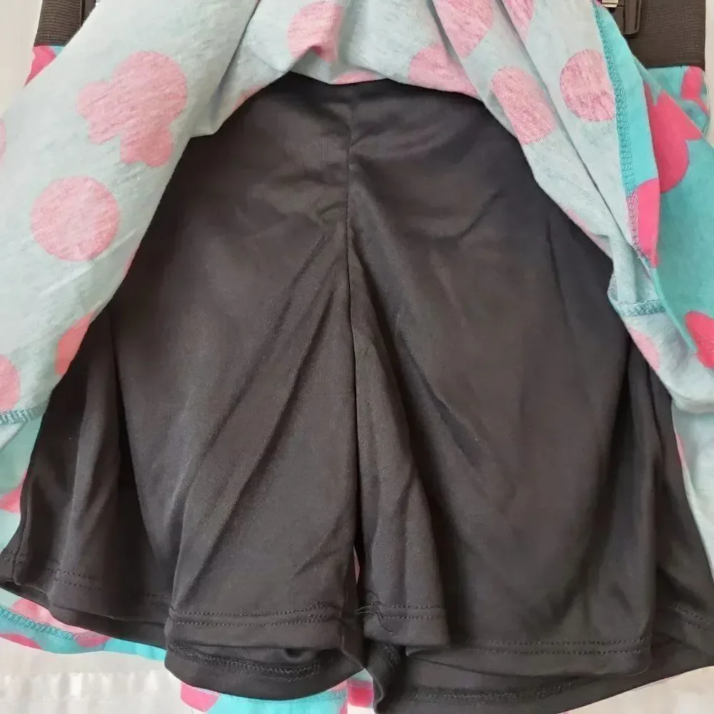 NEW DISNEY MINNIE MOUSE POLKA DOT SKORT MINNIE MOUSE SKIRT, TEAL WITH PINK POLKA